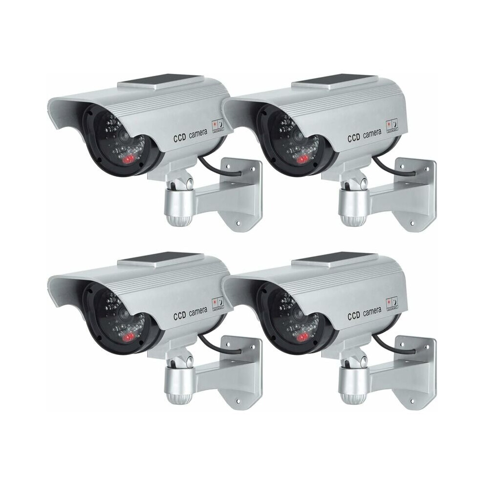 Simulated Security Solution, Solar Powered Fake Cameras With Flexible Adjustable Angle For Enhanced Surveillance, Silver (Set Of 4) 9405630812572