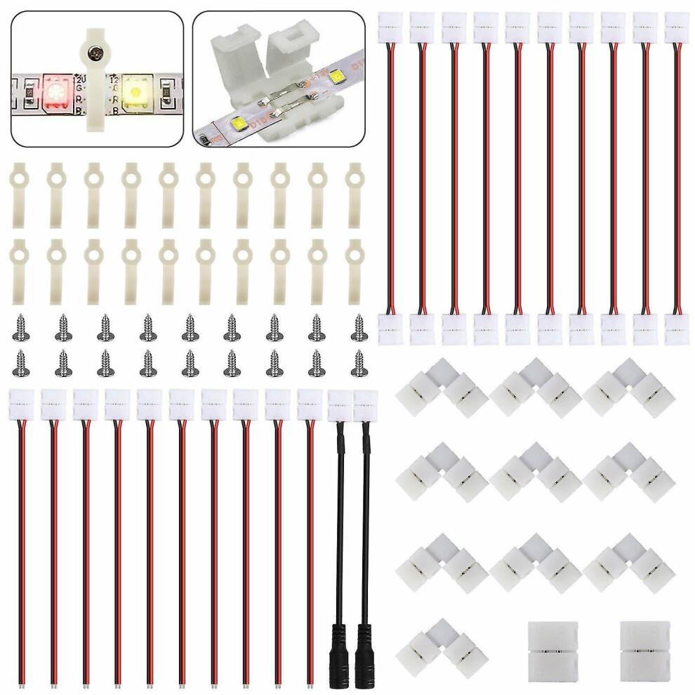 Led Strip Connector Set, Solderless Gapless Connector For 3528/2835 Strips, Easy Installation Tin Plated Copper For Indoor Decor (8Mm) 9405630813098