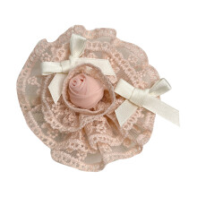 Elegante Kant Roos Bloem Broche Pin Haarstukje Accessoire-Roze