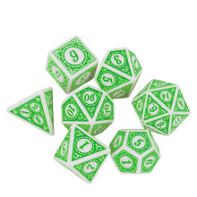 7pcs Clear Acrylic Polyhedral Dice Set - Waterproof Green for RPG and Table Games
