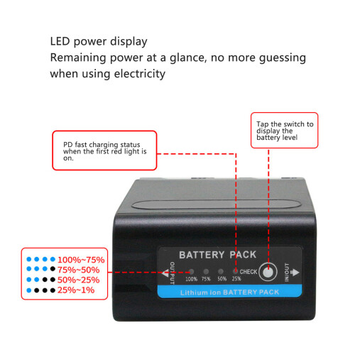 NP F980 Batteria da 7200mAh Type C USB per Videocamera e Luce LED 2
