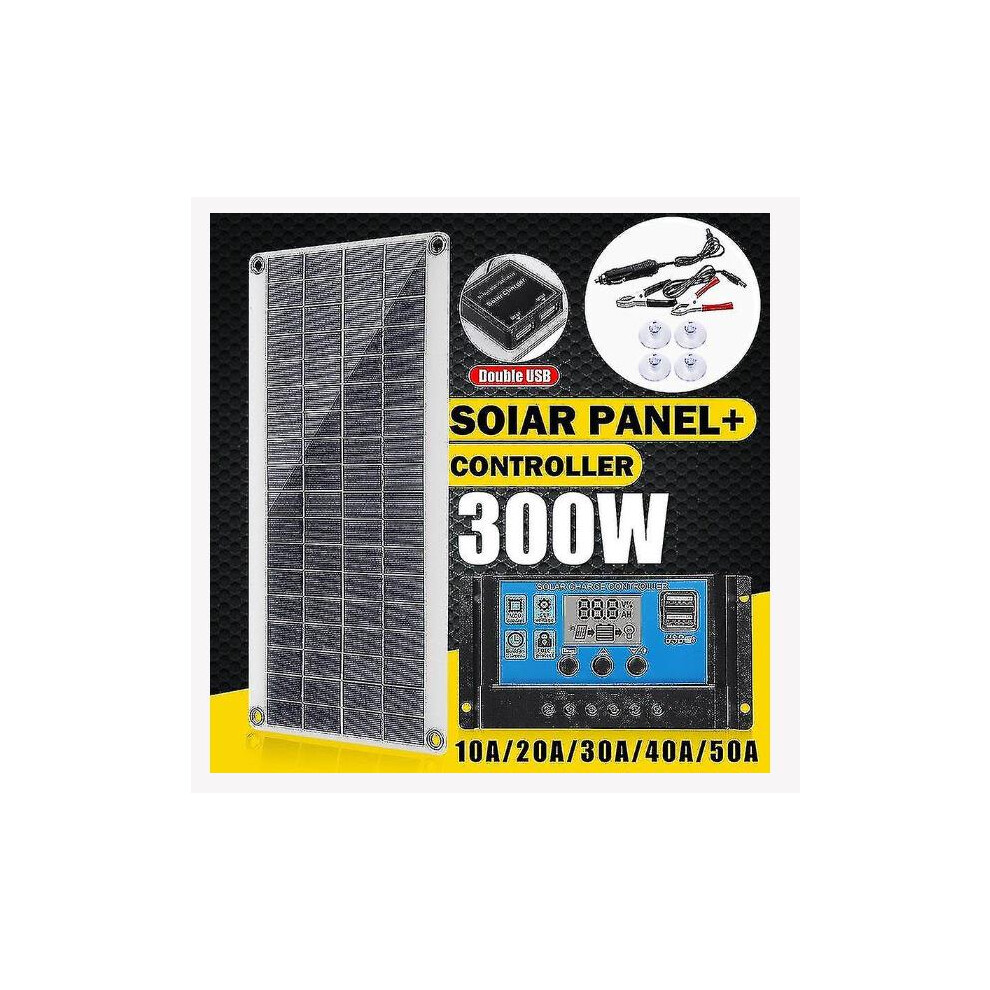 Solar Charge Controller, 300W Monocrystalline Solar Panel Kit, Advanced Technology Ensures Long Service Life And High Efficiency For Off Grid 9405630158151