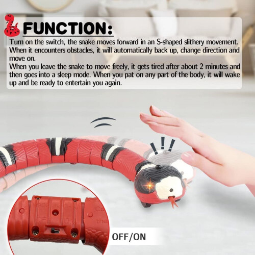 Interactive Snake Toy, Smart Sensing Technology, Realistic 3D Texture, USB Rechargeable, Obstacle Detection, High-quality ABS Plastic, Prank Prop for 2