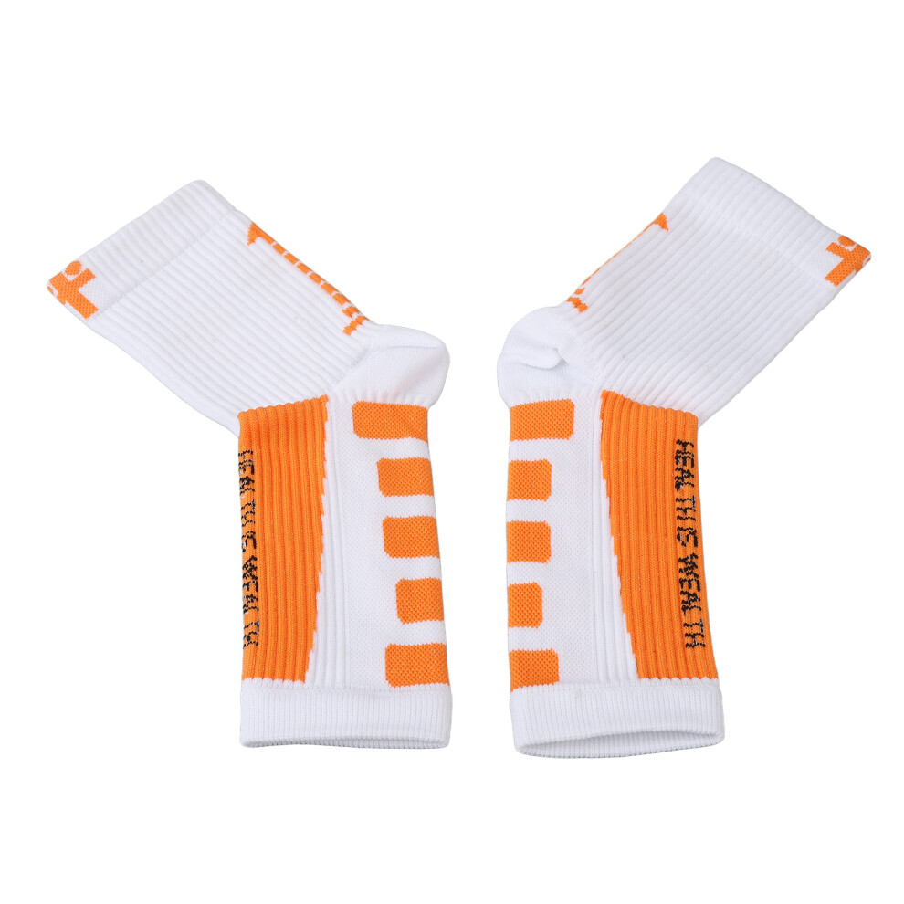 Sports Heel Socks Ankle Support Compression White & Orange for Athletes