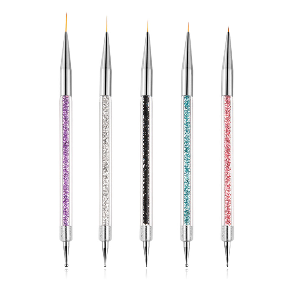 Nail Art Brushes Kit with Dual Head Manicure Painting Brush, Nail Ombre Brushes for Acrylic Nails, Gradient Nail Brushes for 3D Patterns, Flowers,
