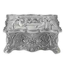Cutie de bijuterii vintage cu design inoxidabil, rezistent la decolorare, cutie metalică antică, interior din catifea moale, cu suprafață