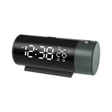 Projektionslarm Digital Klocka USB Uppladdningsbar Elektronisk Klocka med 180 Roterande Projektor 4 Nivåer Ljusstyrka Dimmer