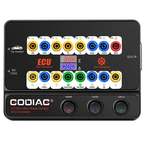 Godiag GT100+ OBDII Breakout Box ECU Bench Connector Adds Electronic Current Display and CANBUS Protocol EU Plug