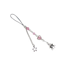 Gothic Keychain Halloween Spiderweb Beaded Phone-Pink Section 1