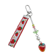 Ribbon Strawberry Keychain Ornament Backpack-Red Style 3