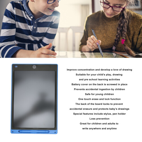 10" Erasable LCD Writing Tablet for Kids, Dark Blue, Reusable 2