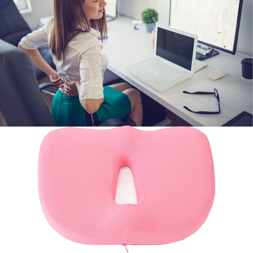 Memory Foam Seat Cushion 30x40x7cm Breathable Hollow Core Pink