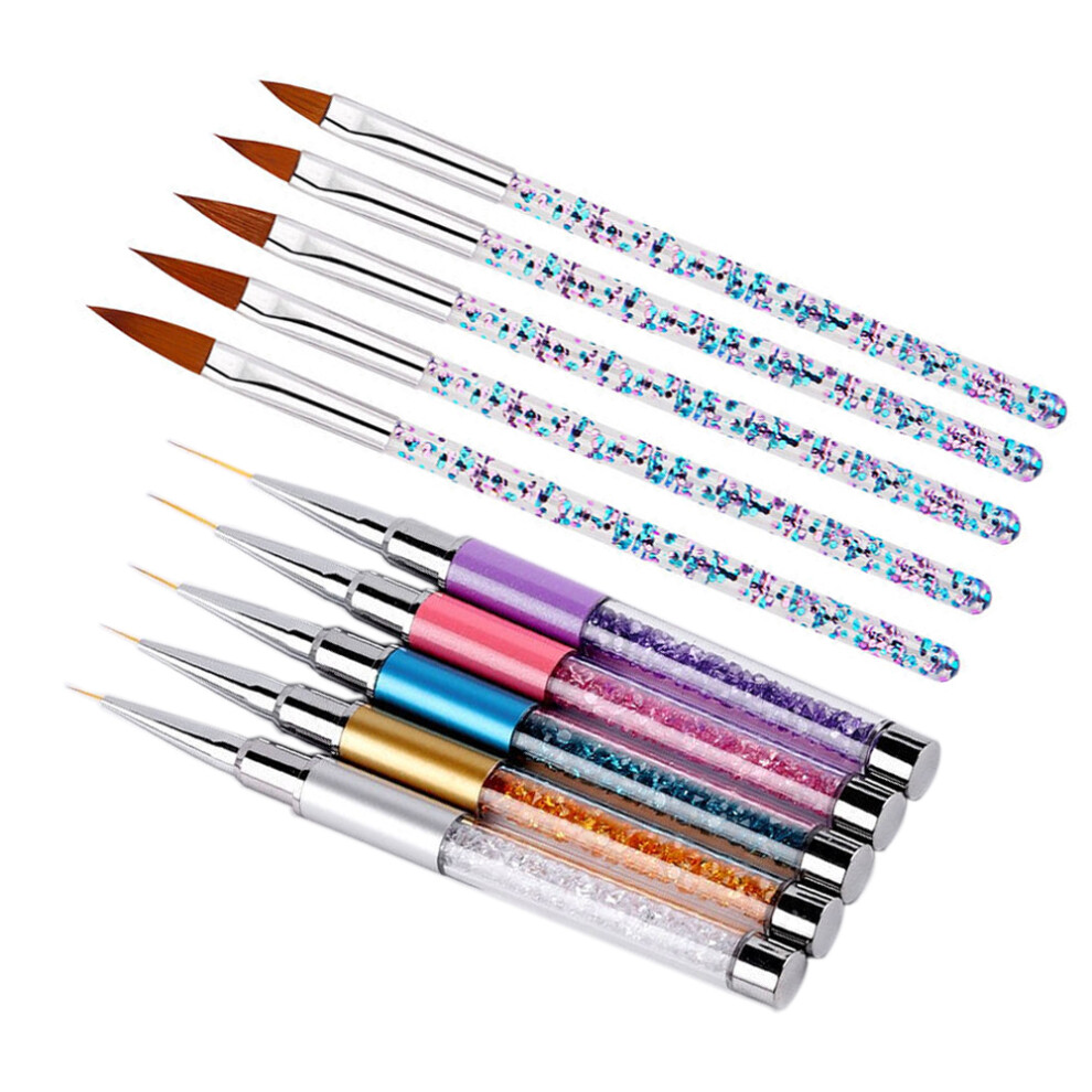 Professional Nail Art Kit, 10PCS Nail Design Brushes With Smooth Resin Palette, Easy Grip Handles, Double Ended Dotting Painting Pens For Salon-Grade
