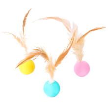 Feather Design Cat Ball Toy, Non Toxic Materials Interactive Plaything with Bite Resistant Build and Quiet Rolling Action, Promotes Exercise and