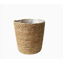 Landlig plantekurv, søgræsplantekasse håndvævet halm vandtæt foring pastoral stil flere anvendelser naturfiber holdbart materiale til indendørs