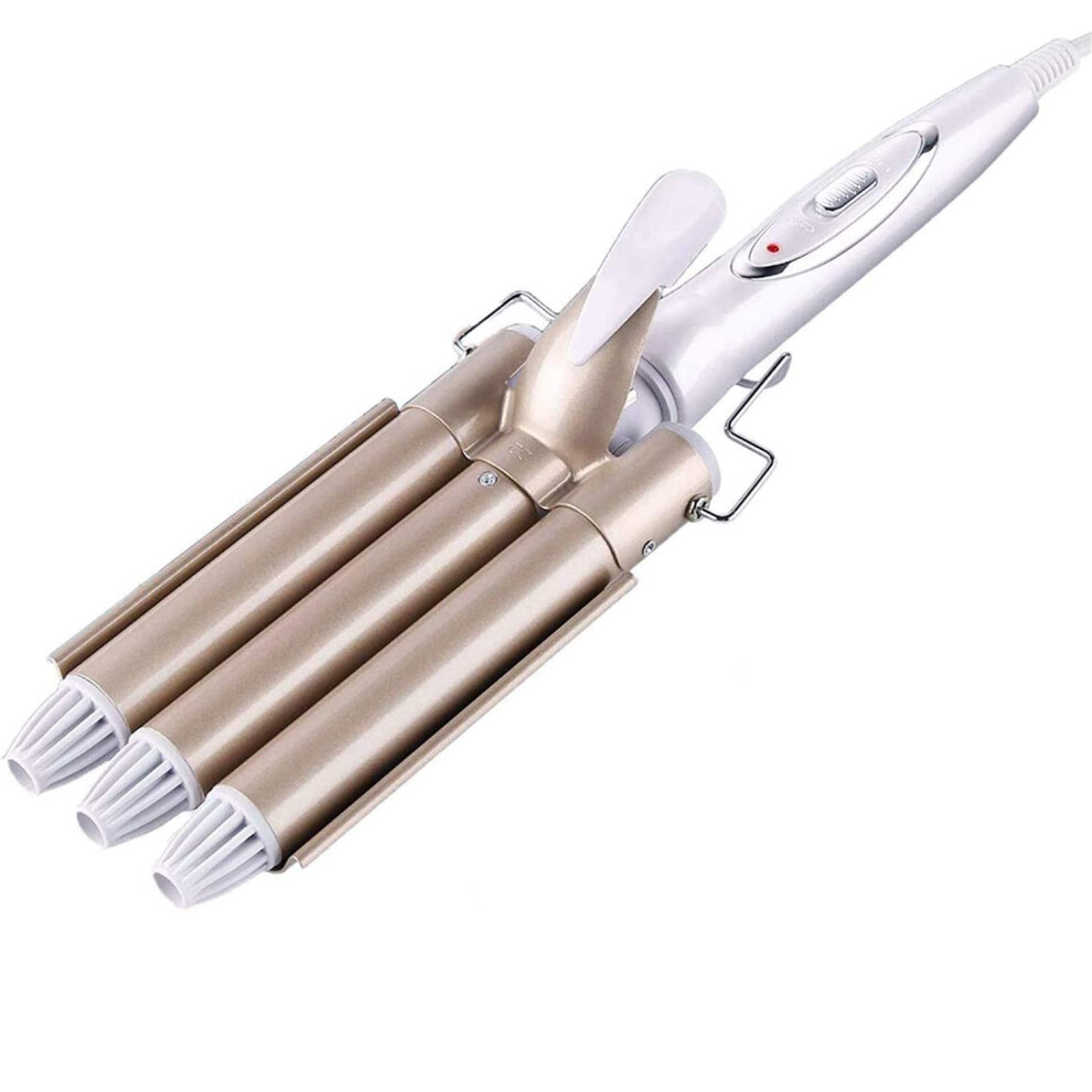Triple Barrels Waver for Deep Beach Waver, Ceramic Dual Voltage 3 Barrel Curling Iron Wand, Adjustable Temperature Hair Styling Tool with Heat Up