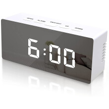 Digitaler LED-Wecker mit Spiegeloberfläche Weiß