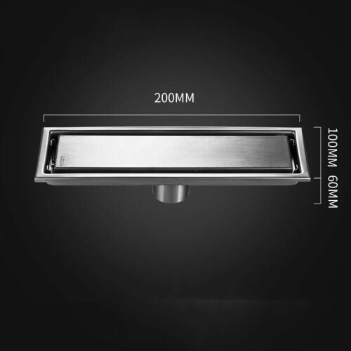 Linear Shower Drain with Tile Insert Grille, Brushed 304 Stainless Steel Rectangular Floor Drain for Bathroom Kitchen, Shallow V Profile Linear Drain 1
