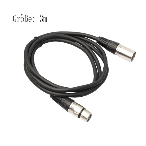 Studie- og scene-XLR-kabel, 3 meter højtydende han-til-hun-stik, sort, til problemfri lydtransmission 1