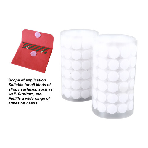 Circular Nylon Hook & Loop Dots, White, 2cm x 15mm Self Adhesive 2