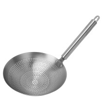 Colino con manico in acciaio inossidabile 304, con fori da 3 mm, skimmer da 22 cm
