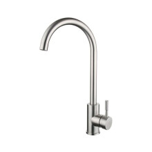 Elegant Kitchen Faucet, Sleek Design Brushed Stainless Steel Mixer Tap, Solid Brass Construction High Arc Swivel Spout for Modern Home Kitchens