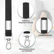 Luxe, extra stevige telefoonkoord, snelsluiting voor eenvoudig losmaken, verstelbare lengte voor een perfecte pasvorm, zacht en comfortabel.