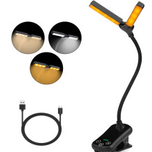 Verstellbare Leselampe mit Doppelkopf, Blaulichtfilter-LEDs für das Lesen bei Nacht, tragbar und vielseitig einsetzbar.