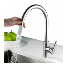 Contemporary Kitchen Faucet, Solid Brass Construction With Brushed Nickel Finish, 360 Rotatable Spout For Unmatched Flexibility