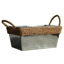 Vintage Metal Planters Galvanized Steel Planter Oval Flower Bucket With Rope Handles Decorative Indoor Planters Farmhouse Style Herb Box Set Of 2 Rust
