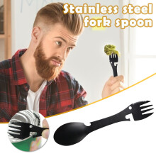 (black) Five-in-one Fork, Spoon And Knife Camping Outdoor Tableware Cookware