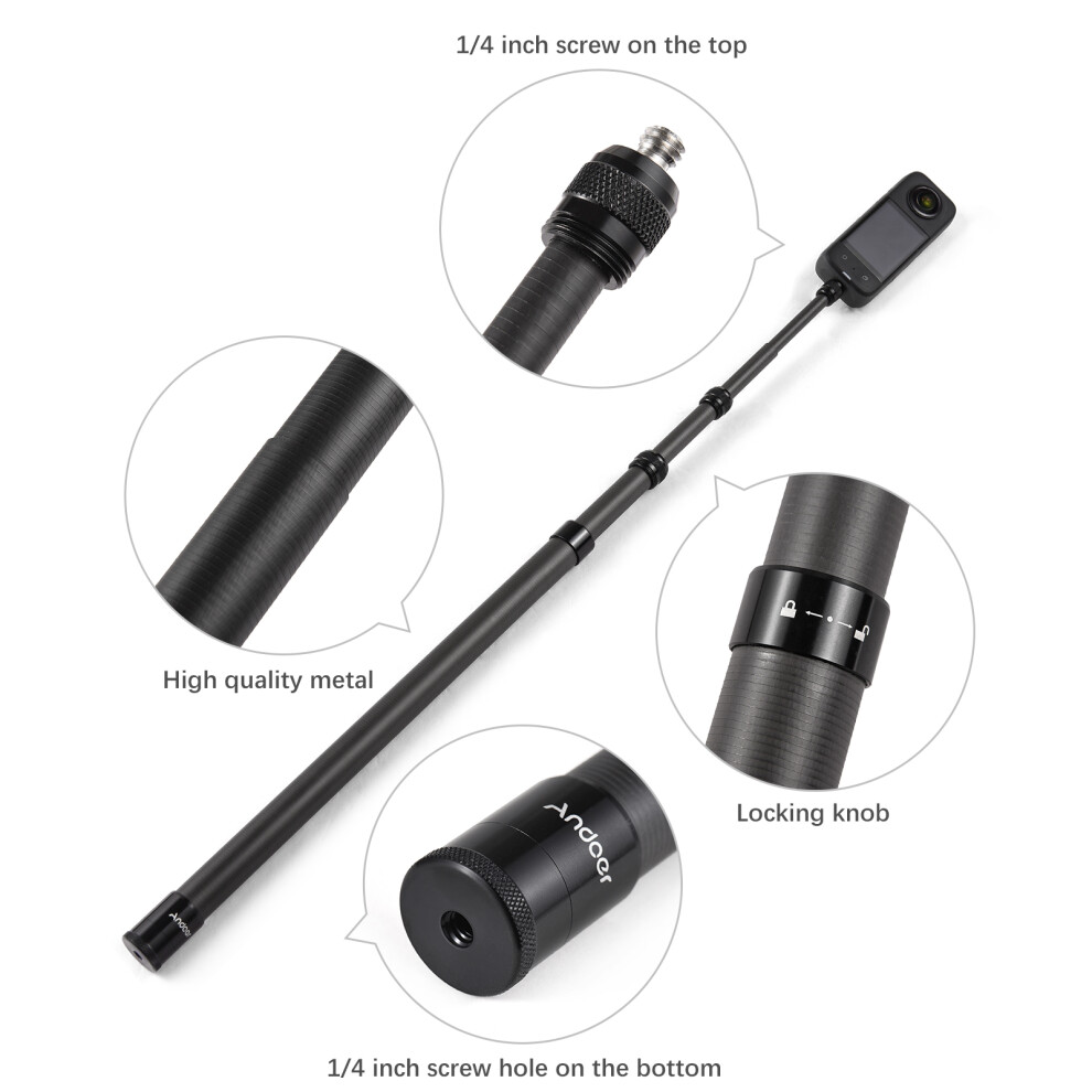 210Cm Carbon Fiber Selfie Stick For Insta360 X2/X3, Lightweight & Adjustable 9441369341266