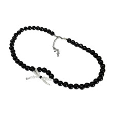 Sleutelbeenketting met zwarte kralen, stijlvolle choker met