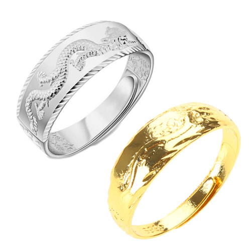 Drachen-Eheringe, eleganter Fingerschmuck, verstellbare-Silber 1