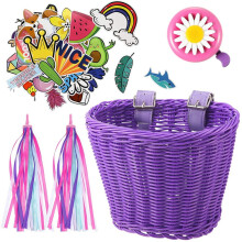 Woven Mini Bike Basket For Young Adventurers, Multi-Colors Add Vibrancy To Rides, Hand-Made Woven Handicraft Offers Timeless Charm, Waterproof