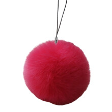 Stylish Key Rings Furry Ball Pendant Colorful-Watermelon Red