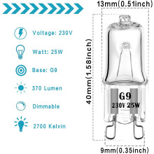 Lampadine per microonde, attacco G9 a due pin, lampadina di ricambio da 25 W per illuminazione interna, compatibile con i modelli Whirlpool,