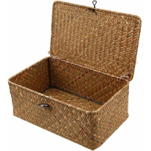 Natural Seagrass Handmade Storage Bins, Wicker Baskets For Cosmetics, Stationery, Easy To Clean Non-Toxic Mold-Free Thorns-Free, Decorative And