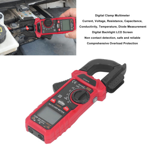 HT207A Clamp Meter Digital Multimeter AC/DC Voltage Current Resistance Tester 2