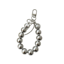 Cute Bowknot Pearl Hoop Keychain Hanging Decorations-Silver