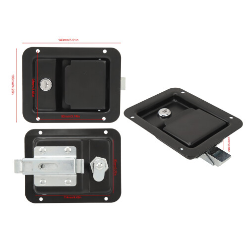 Tool Box Handle Latch Steel Heavy Duty Flush Mount with 2 Keys for RVs Trailers 1