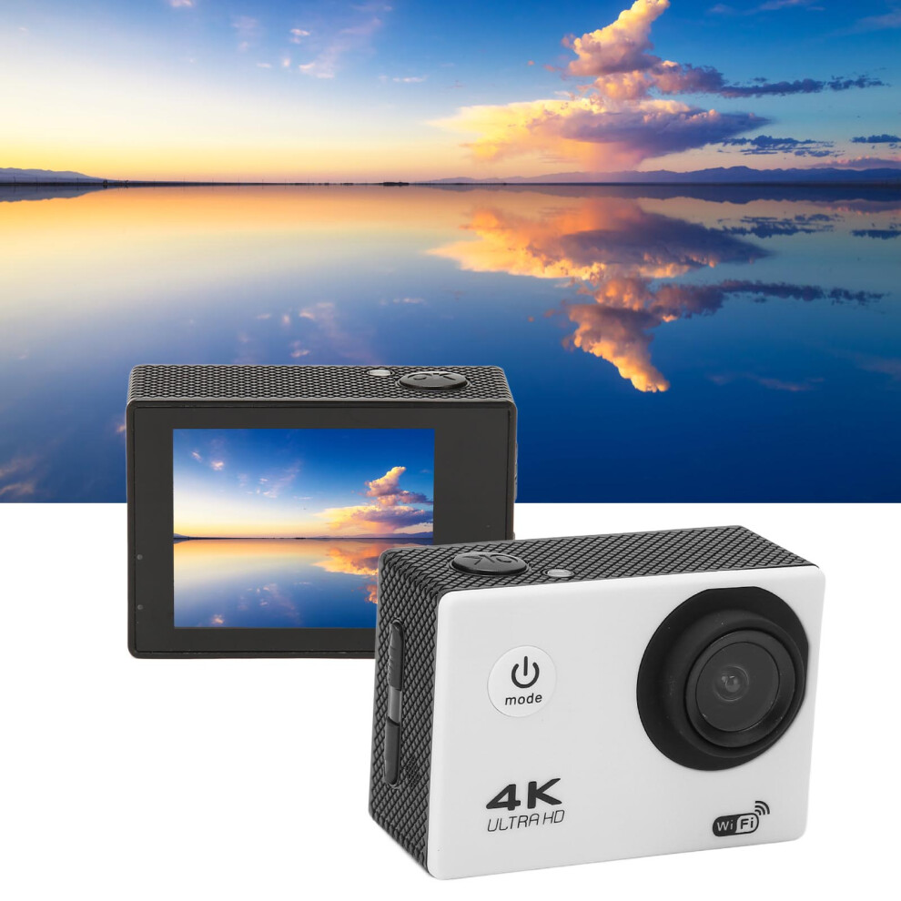 4K Hd Action Camera 98.4Ft Waterproof Wifi 2.0" Screen For Diving White 6941369348645