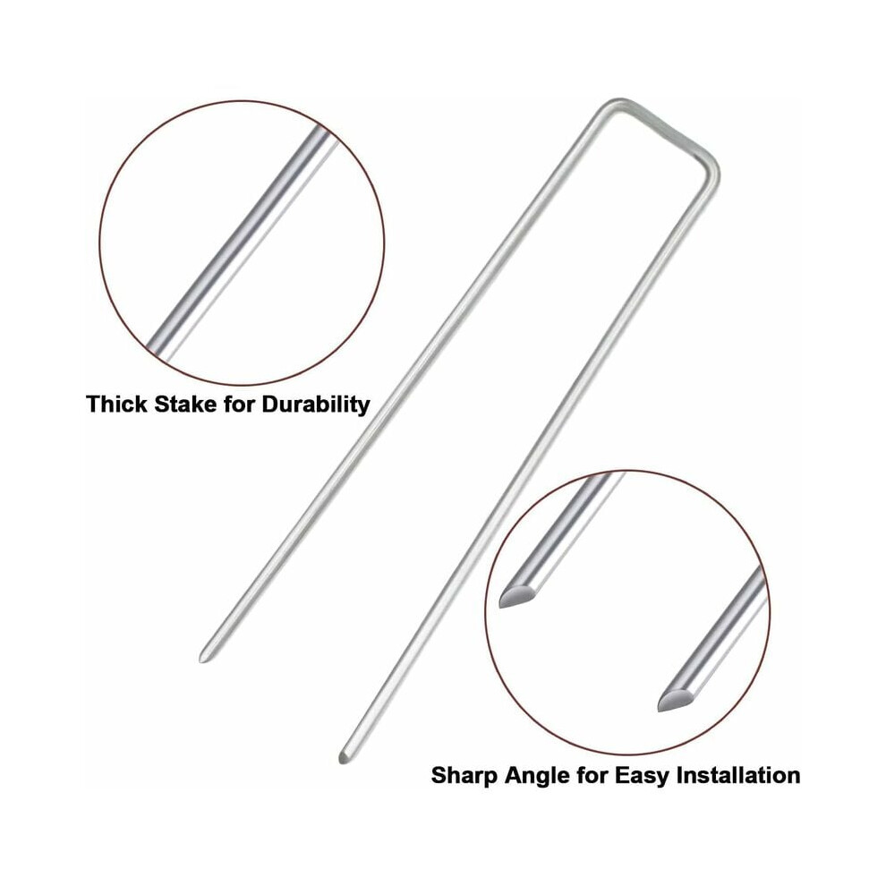 Heavy Duty Garden Staples, Multi-Purpose Landscape Stakes For Weed Membrane Fixing, 50 Pack U Shape Pins With Sharp End Design, Reusable Galvanized 9169997061409