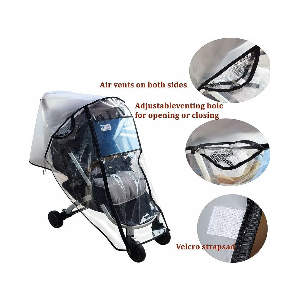 Stroller Rain Cover, Weather Shield For Universal Stroller, Full Child Protection Against Rain, Wind, Snow, Cold With Clear View And Ventilation