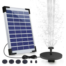 Adjustable Solar Panel, 5.5W Solar Water Fountain Pump with Multiple Nozzles, Automatic Power Outage Protection for Bird Baths Aquariums Small Ponds