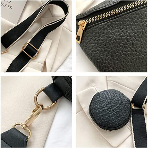 Bolsa transversal resistente à água, em couro PU macio com cintura ajustável para telas de até 7 polegadas, feita de nylon durável e 2