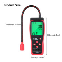 Détecteur portable de fuites de gaz combustibles avec écran LCD et sonde flexible