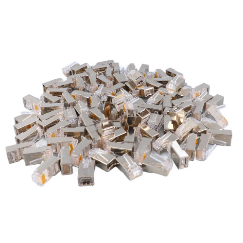 100Pcs CAT6 RJ45 Metal Shielded Connectors Ethernet Shielded Plug Kit 1
