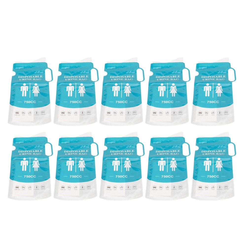 10pcs Disposable Urine Bags 750ml Portable Emergency Pee Bags for Men Women Children