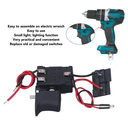 7.2-24VDC Drill Switch Replacement with Speed Control & Light for 12V 2